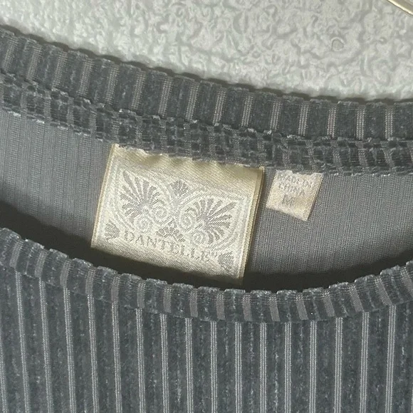 Dantelle Gray Crushed Velvet Striped Long Sleeve Top - Picture 3 of 5